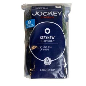 Jockey Classics Mens Low Rise Briefs Size 38 3-Pack 100% Cotton StayNew Technolo